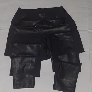 ATHLETA Black Faux Leather  Leggings. Like NEW. Size M.
